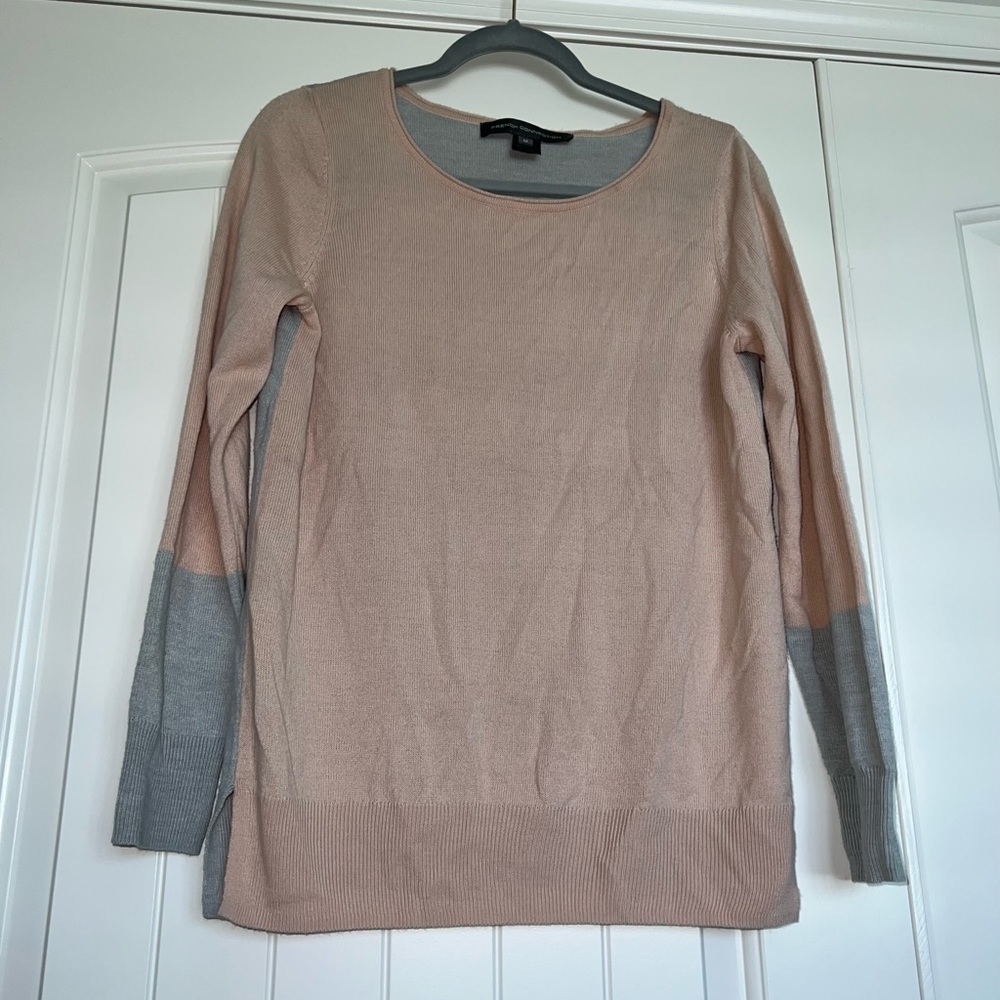 French Connection. Blush and Light Grey, Color Block Sweater. - Picture 4 of 8